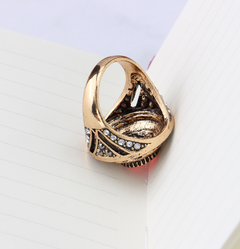 Retro Natural Persian Jade Gold Plated Carved Ring