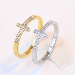 Vintage 304 Titanium Steel Cross Ring for Women