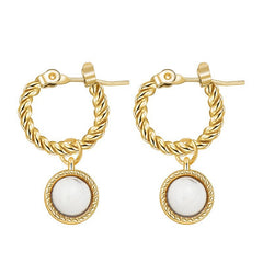Vintage Natural Stone Stainless Steel Ear Clip Earrings