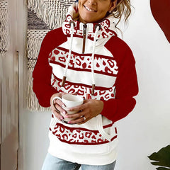 Women's Printed High Neck Zipper Sweater