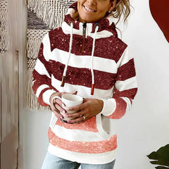 Women's Printed High Neck Zipper Sweater