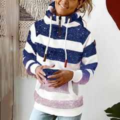 Women's Printed High Neck Zipper Sweater