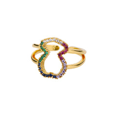Trendy Retro Blue Zircon Big Ring for Unique Style