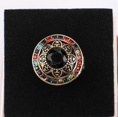 Retro Natural Persian Jade Gold Plated Carved Ring