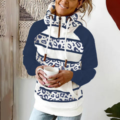 Women's Printed High Neck Zipper Sweater