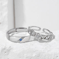 Sterling Silver Couple Rose Ring for Men and Women