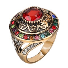 Retro Natural Persian Jade Gold Plated Carved Ring