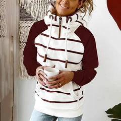 Women's Printed High Neck Zipper Sweater