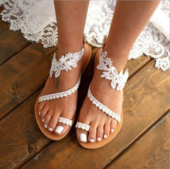 Bohemian Floral Casual Flat Roman Sandals