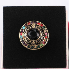 Retro Natural Persian Jade Gold Plated Carved Ring