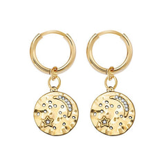 Vintage Natural Stone Stainless Steel Ear Clip Earrings