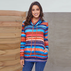 Women's Long Sleeve Splicing Fleece Sweater