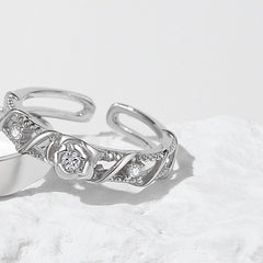 Sterling Silver Couple Rose Ring for Men and Women